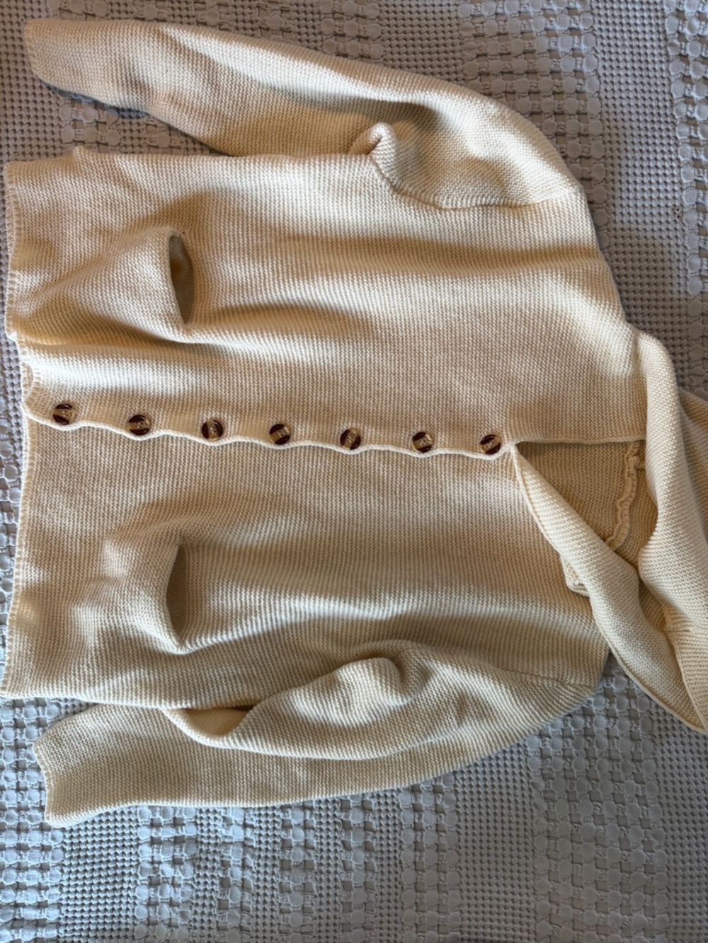 Cream Button-Front Women’s Knit Oversized  Sweater Cardigan w/ hood